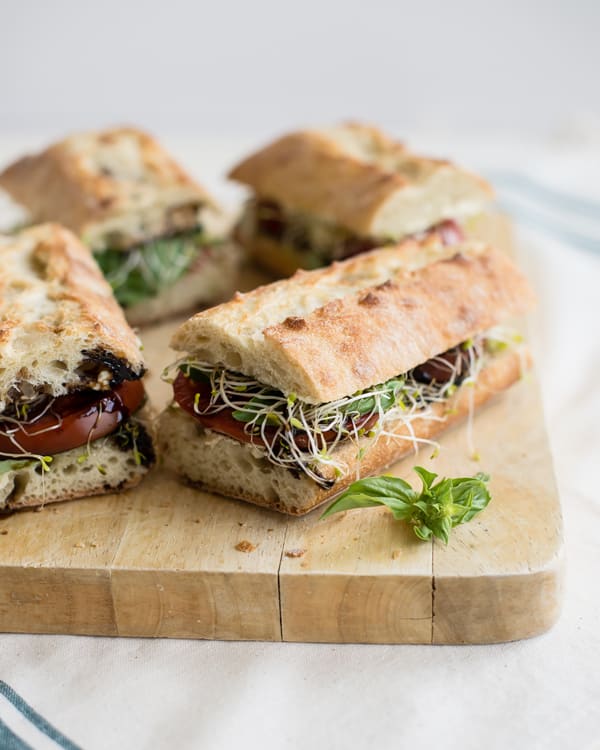 Vegan Caprese Sandwiches with Garlic Cashew Cheese