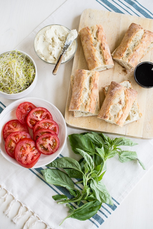 Vegan Caprese Sandwiches with Garlic Cashew Cheese Ingredients