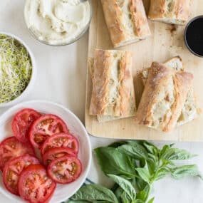 Vegan Caprese Sandwiches with Garlic Cashew Cheese Recipe