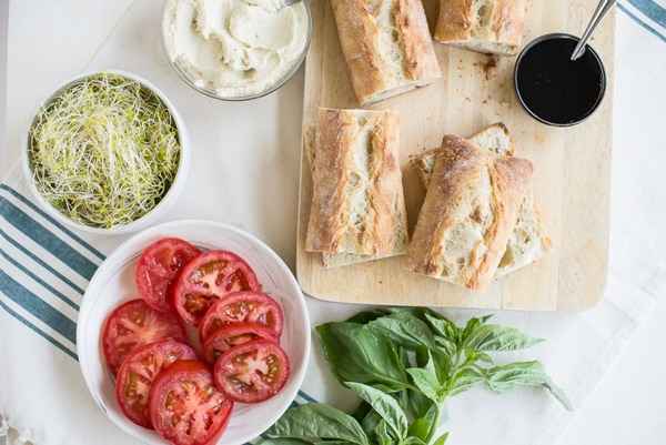 Vegan Caprese Sandwiches with Garlic Cashew Cheese