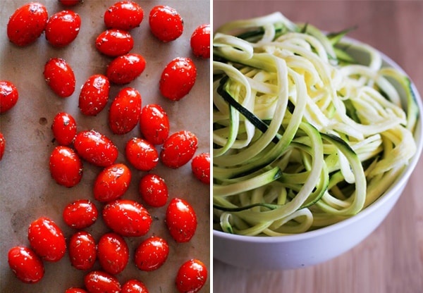 Roasted Tomatoes and Spiralized Zucchini