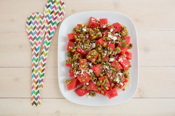 Watermelon, Green Olive, and Pistachio Salad