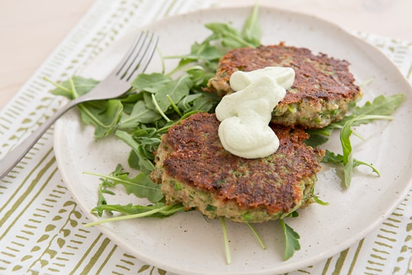 Zucchini Walnut Feta Cakes