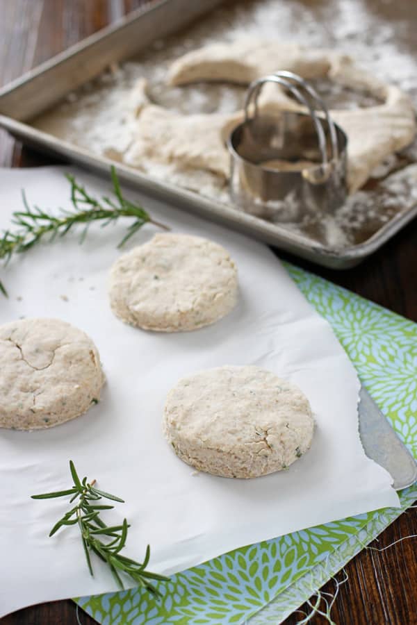 biscuits ready to be served with vegan gravy
