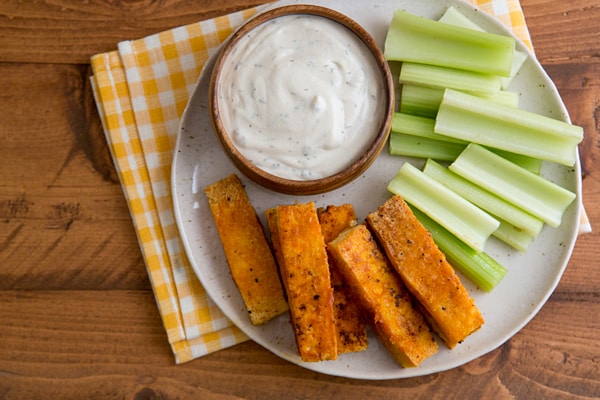 Buffalo Tofu Wings with Creamy Ranch Dip