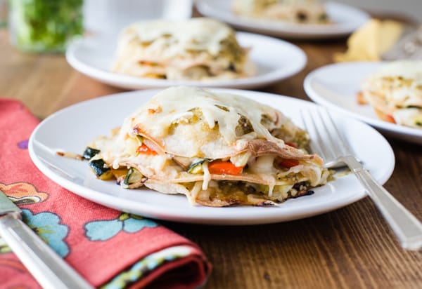 Veggie Enchilada Stacks with Tomatillo Sauce