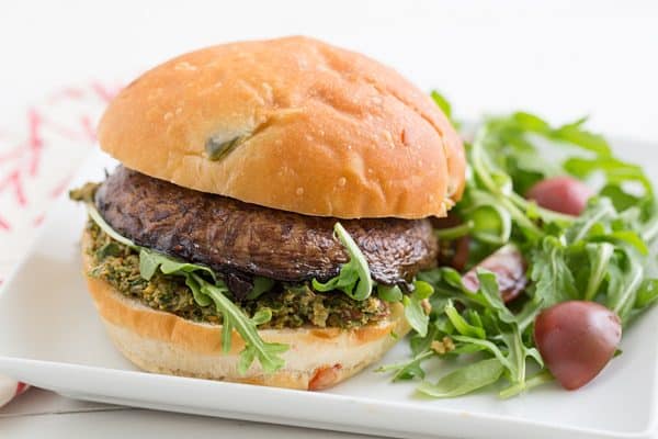 Portabella Burgers with Sun-Dried Tomato Pesto