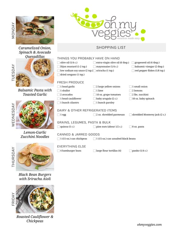 This Week's Meatless Meal Plan | 08.18.14 | Oh My Veggies