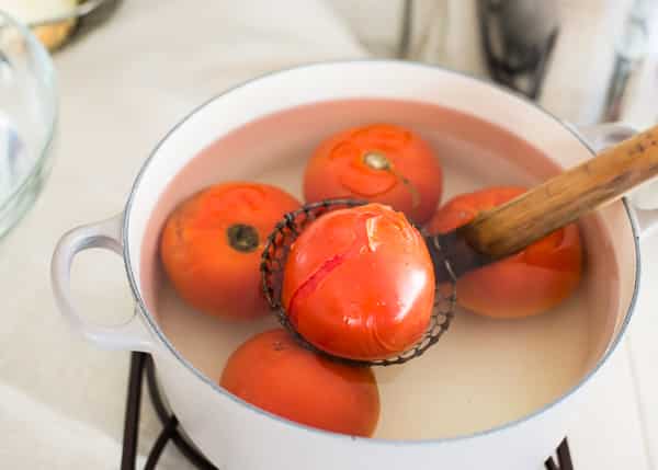 Freezer Tomato Sauce - peeling tomatoes-2