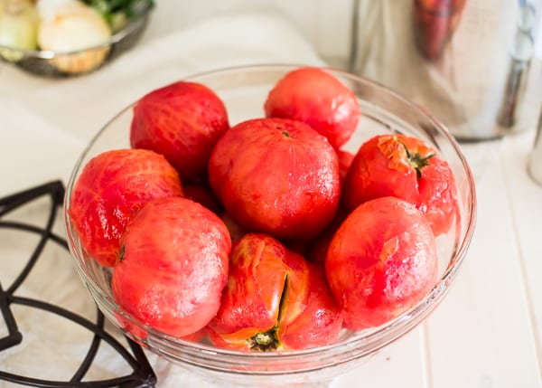 Freezer Tomato Sauce - peeling tomatoes-3