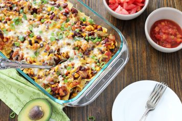 Cheesy Taco Casserole - A Vegetarian Recipe from OhMyVeggies.com