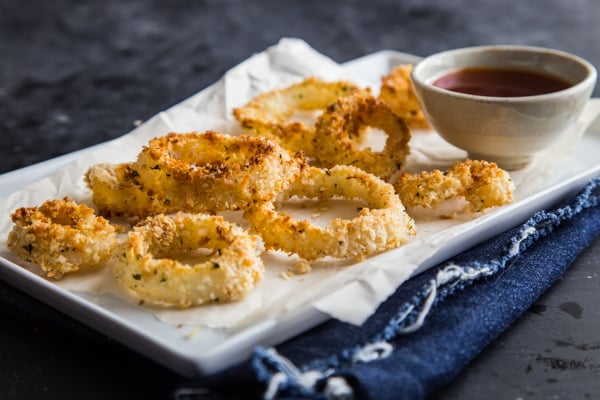 Crispy Baked Coconut Onion Rings with Sweet Chili Sauce Recipe