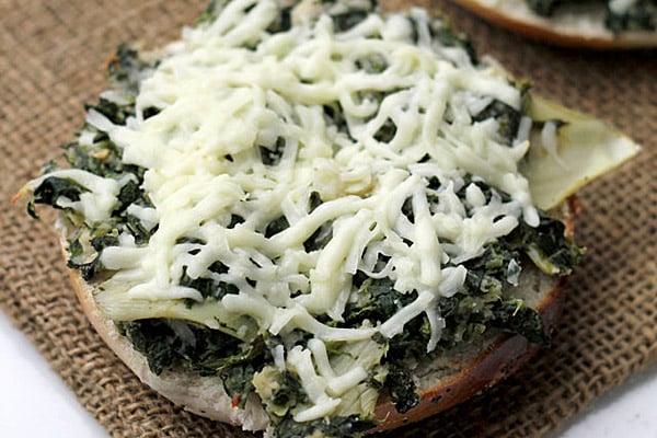 Open-Faced Spinach, Artichoke and White Bean Grilled Cheese