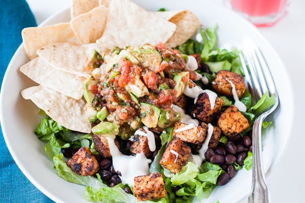 Tempeh Black Bean Taco Salad