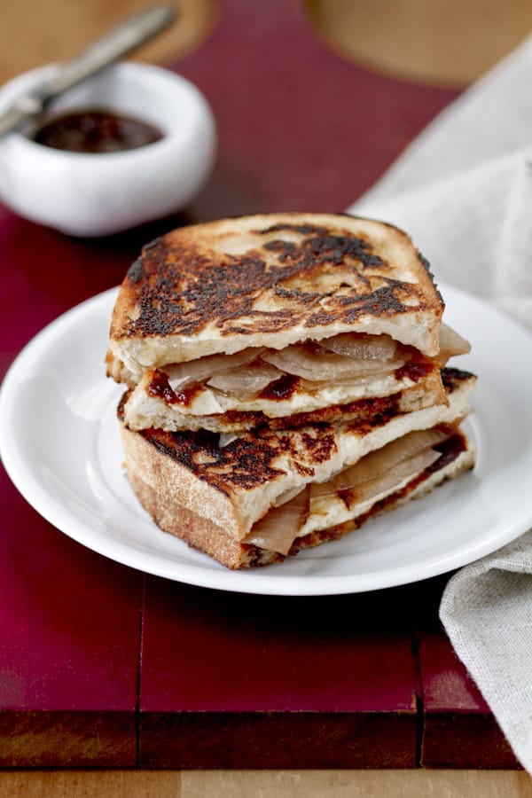 Grilled Cheese with Barbecue Sauce & Sweet Pickled Onions
