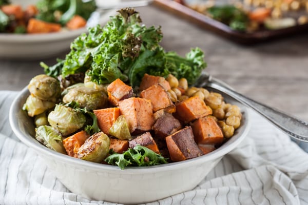 Autumn Nourish Bowls with Brussels Sprouts + Sweet Potatoes