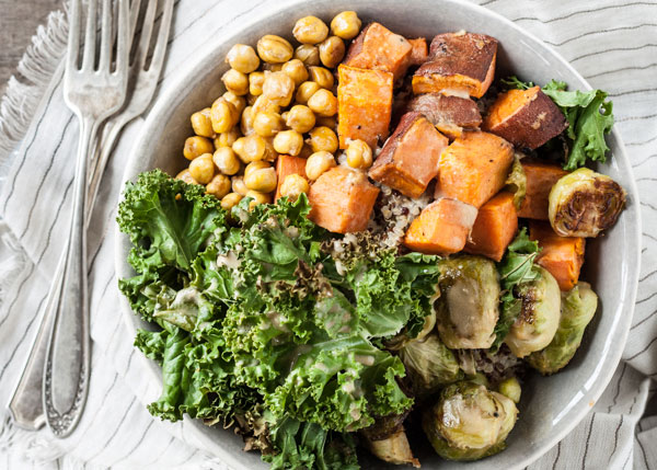 Autumn Nourish Bowls with Brussels Sprouts + Sweet Potatoes