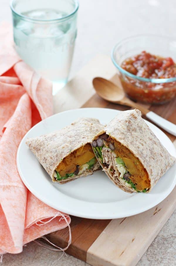 Butternut Squash, Kale and Black Bean Burritos
