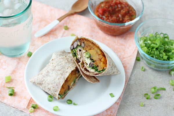 Butternut Squash, Kale and Black Bean Burritos