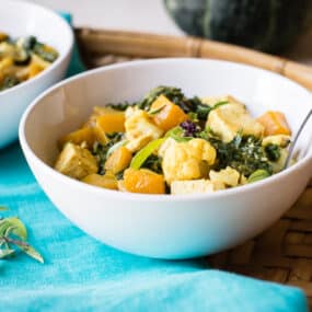 Thai Kabocha Squash Curry with Kale and Cauliflower