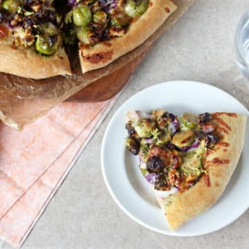 Roasted Brussels Sprouts and Red Cabbage Pizza