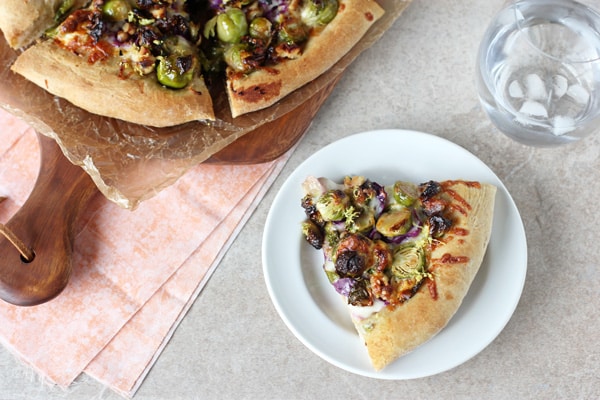Roasted Brussels Sprouts and Red Cabbage Pizza
