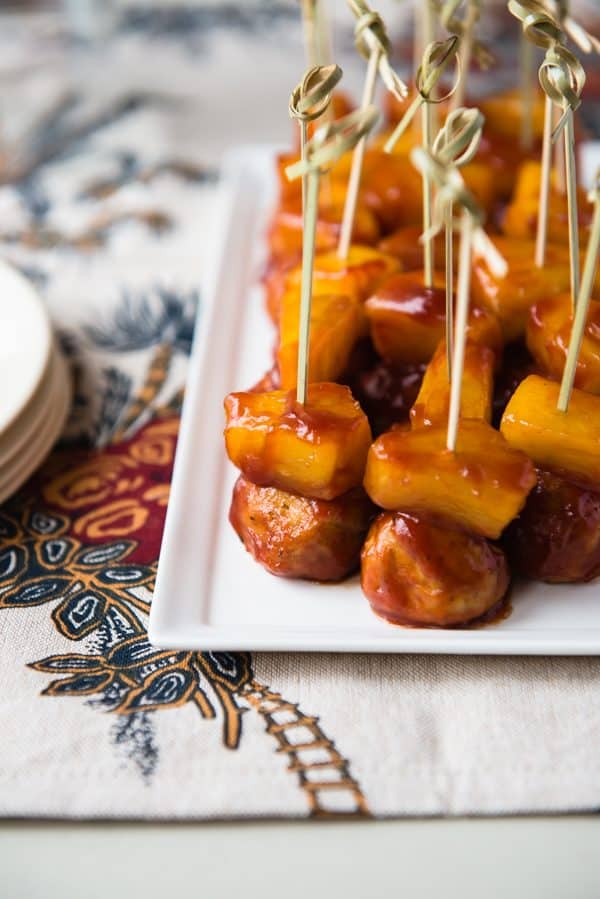 tempeh meatballs being served