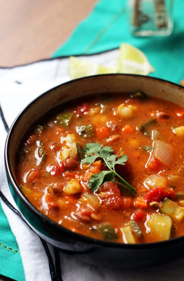 Vegetarian Posole with Pinto Beans & Poblano Pepper - Oh My Veggies!