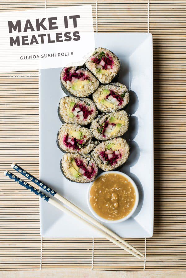 Quinoa Sushi Rolls with Miso-Sesame Dipping Sauce