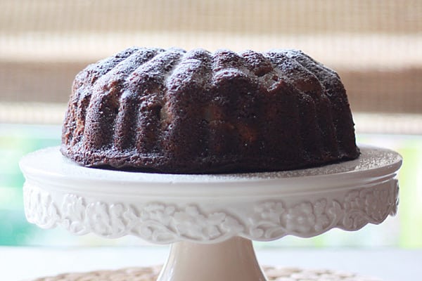 Vegan Gingerbread Pear Bundt Cake with Caramel Sauce