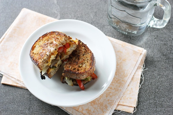 Roasted Broccoli and Red Pepper Grilled Cheese