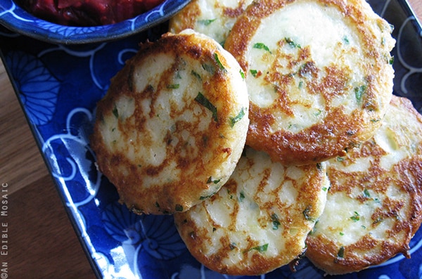 Garlicky Mashed Potato Pancakes