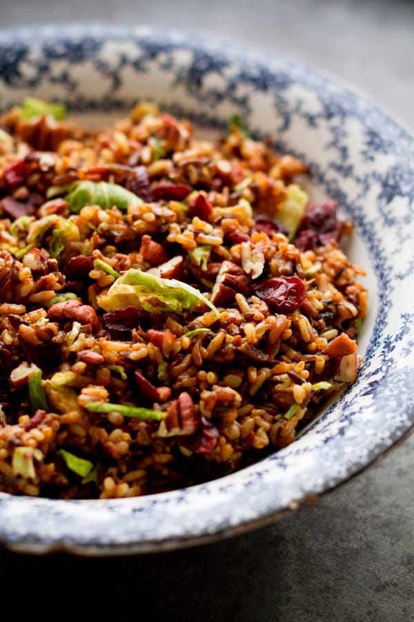 Wild Rice Pilaf with Brussels Sprouts & Sage Dressing OhMyVeggies.com