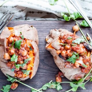 Chana Masala Stuffed Sweet Potatoes