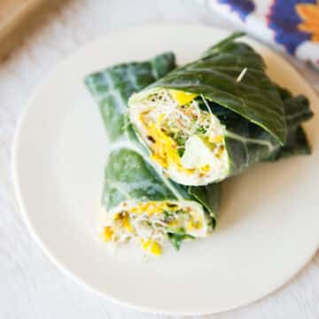 Collard Hummus Wraps with Golden Beets and Sprouts