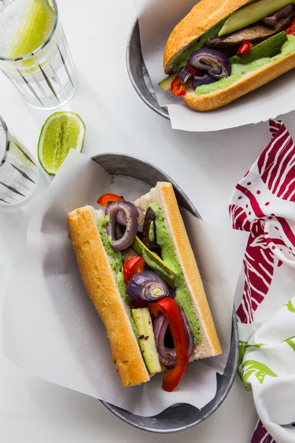 Roasted Vegetable Sandwiches with Creamy Chimichurri Spread