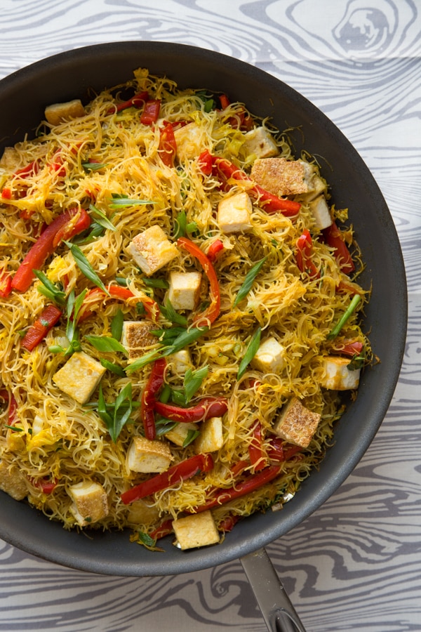 Singapore Noodles with Pan-Fried Tofu