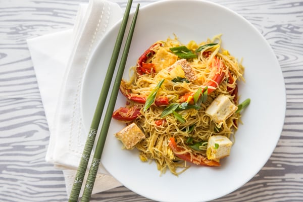 Singapore Noodles With Pan Fried Tofu Recipe By Oh My