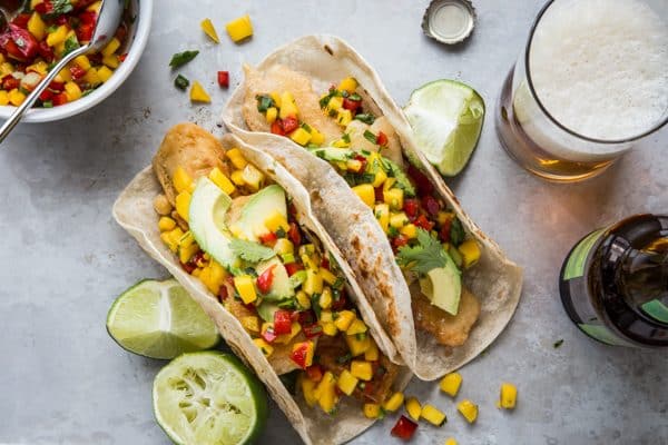 Beer-Battered Tofu Tacos with Mango Salsa Recipe