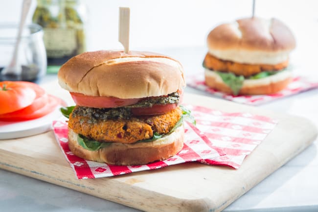 Tomato Basil Veggie Burgers