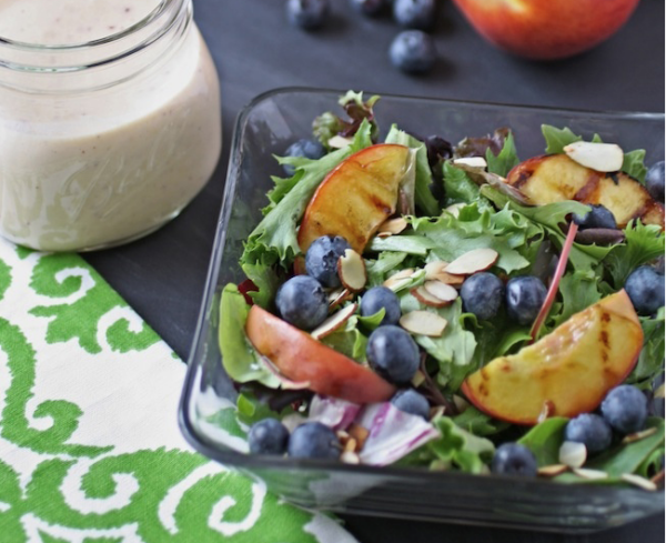 Grilled Peach Salad with Goat Cheese Dressing
