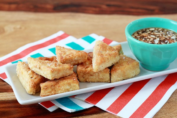 Crispy Quinoa-Crusted Tofu with Sweet Chili Dipping Sauce