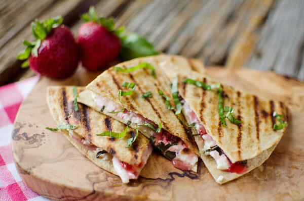 Strawberry Basil Honey Goat Cheese Quesadillas