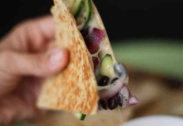 Zucchini, Red Onion and Black Bean Quesadillas