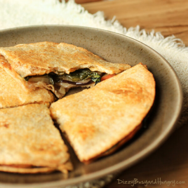 Cheesy Eggplant and Apple Quesadillas