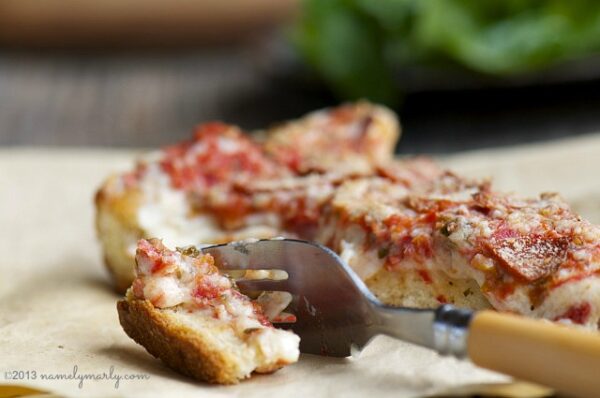 Deep Dish Vegan Pepperoni Pizza