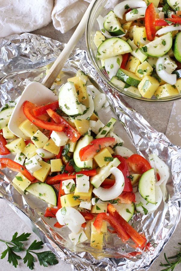 Grilled Vegetable and Halloumi Foil Packets