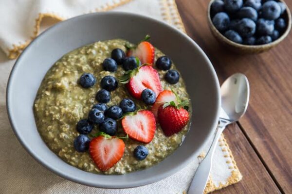 Matcha Overnight Oats with Summer Berries