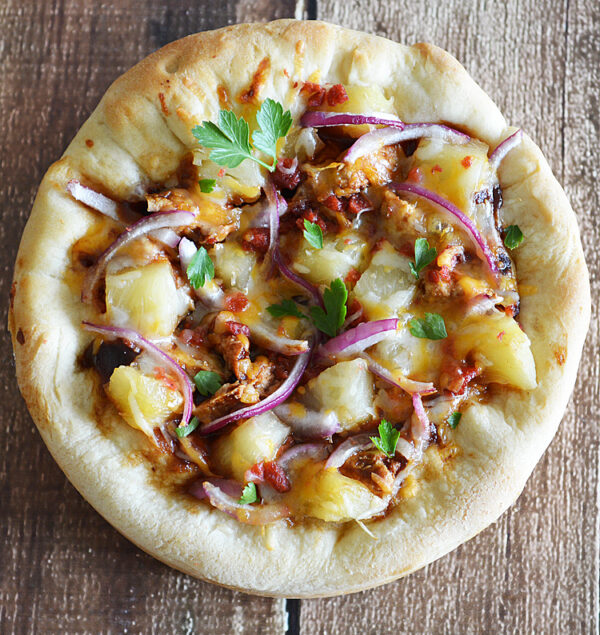 Vegan Hawaiian Barbecue Chicken Pizza