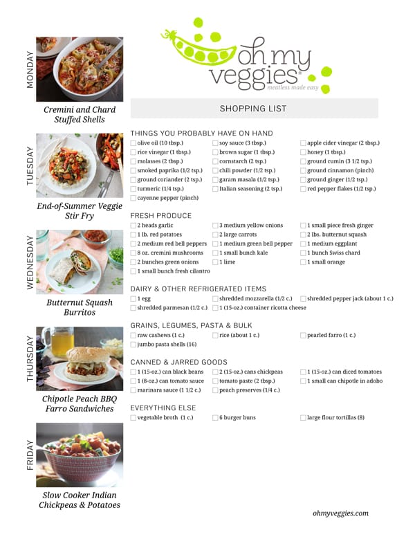 Meatless Meal Plan & Shopping List - 09.21.15